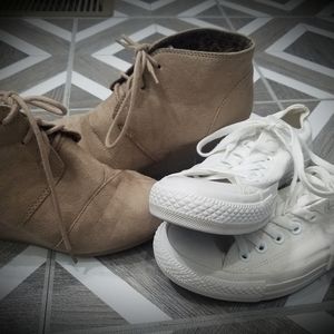 Women's 7 Shoes White Converse Brown Heels